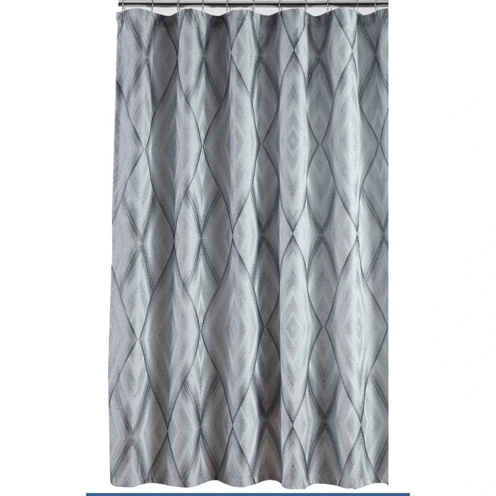 Croscill Echo Shower Curtain 72x72 Slate Grey New Geometric Diamond Woven Fabric